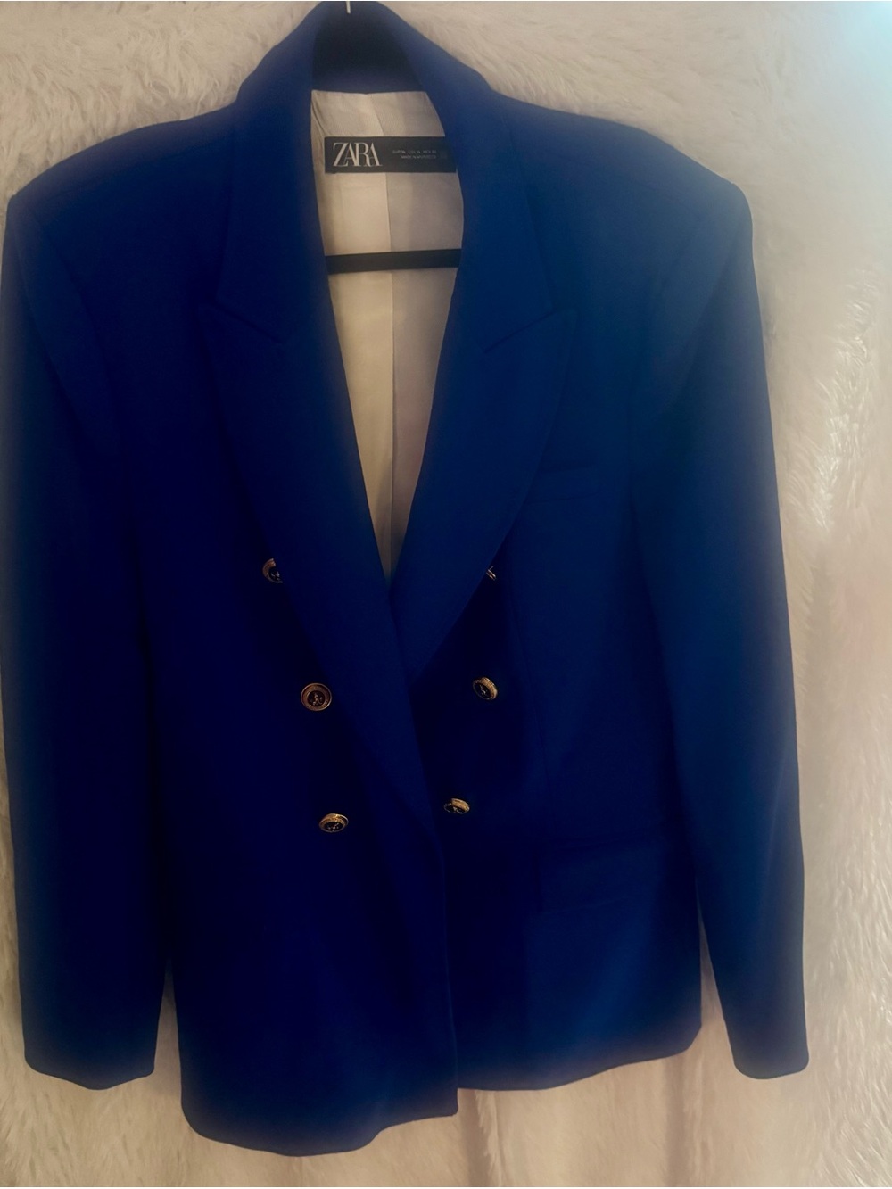 Zara Women's Double-Breasted Royal Blue Blazer - Picture 2 of 4